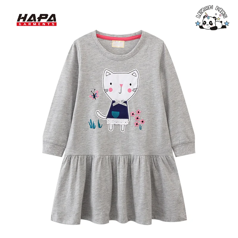 LEZONKIDS - 2024 Most Popular Sweeter Style Long Sleeve Cartoon Printing Children's Princess Dress for Kids